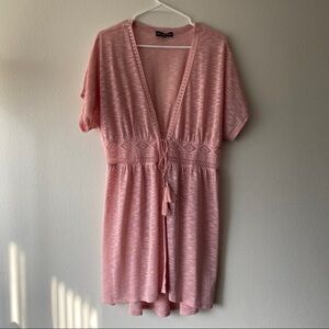 Almost Famous pink pastel tassel tie cardigan size large